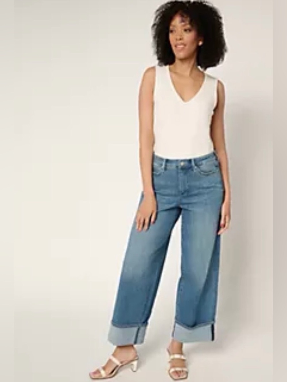 NYDJ Teresa jeans sz 8 night skies cuffed wide leg with stretch technology